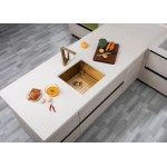 Aqu Brushed Gold Handmade Single Bowl Kitchen Sink 440*440*205 Aqu Brushed Gold Handmade Single Bowl Kitchen Sink 440*440*205